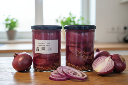 Knackige Gepickelte Rote Zwiebeln (im Glas) | Mild-Sauer, Pink & Handgemacht 400 g