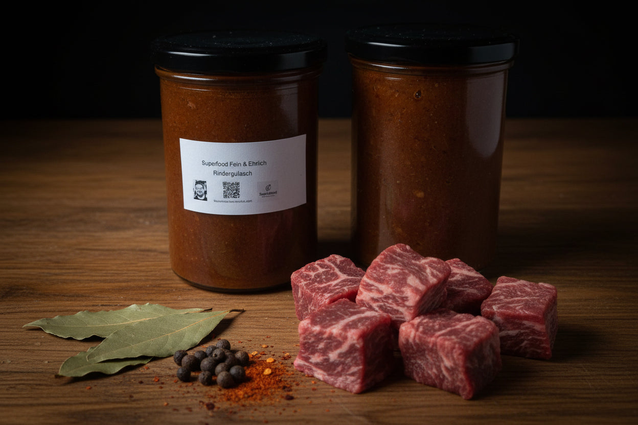 Herzhaftes Rindergulasch nach Traditional-Art (400g im Glas) | Zartes Rindfleisch, Dunkle Soße & Ohne Zusatzstoffe