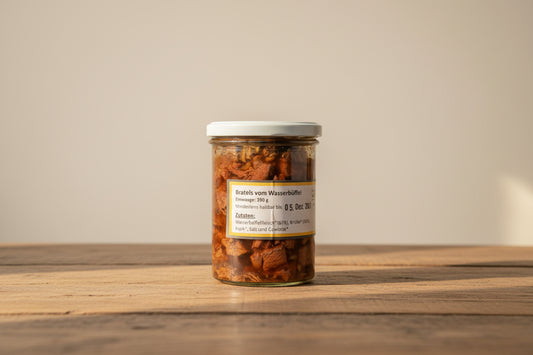 BIO Wendländische Bratels vom Wasserbüffel (390g) – Regionale Delikatesse von Mertens Mützen