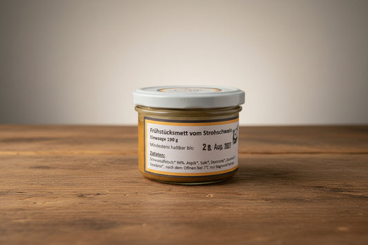 Bio Frühstücksmett vom Strohschwein (190g) – Herzhafter Genuss von Mertens Mützen