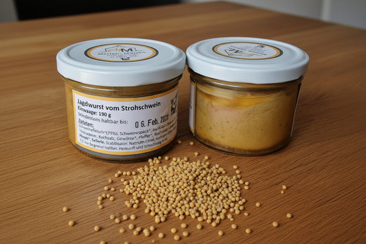 Bio Jagdwurst vom Strohschwein (190g) – Herzhaftes Handwerk im Glas Mertens Mützen