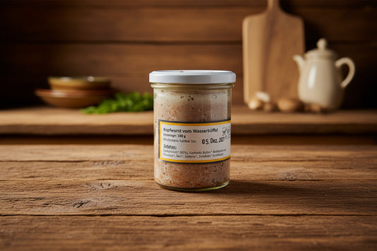 Bio Kopfwurst vom Wasserbüffel (390g) – Exklusive Rarität von Mertens Mützen